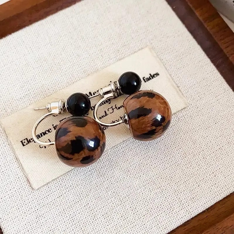 Glammiee Leopard Print Earrings High-end Niche Unique Temperament Earrings