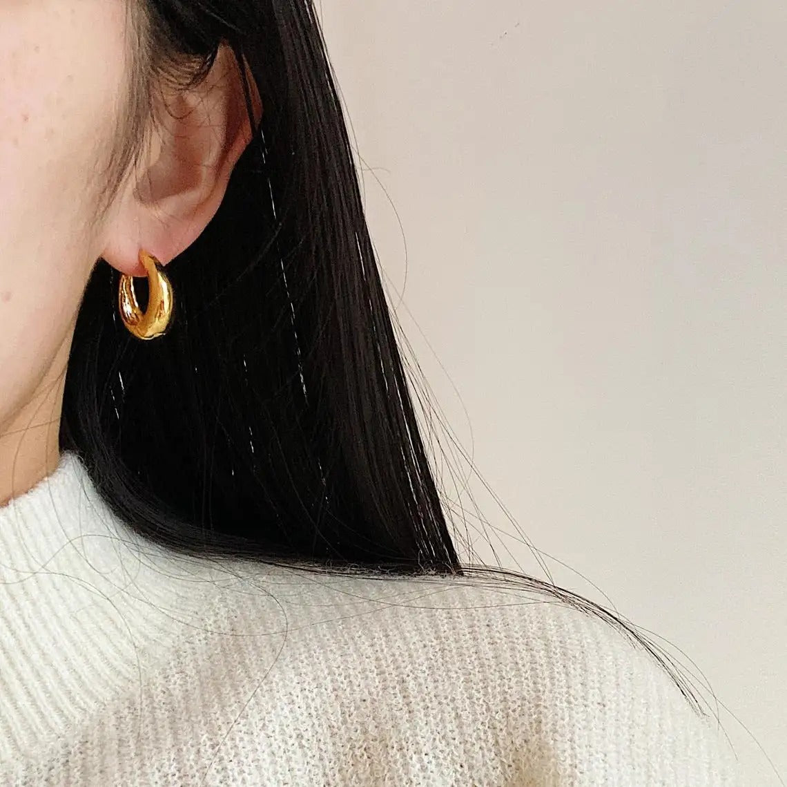 Glammiee Vintage Jewellery Stainless Steel Earrings Gold Chunky Hoop Earrings for Women Girls