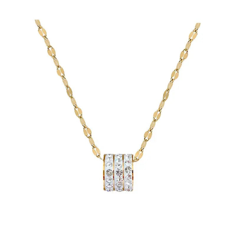 Glammiee Rondelle Pendant Zircon Necklace