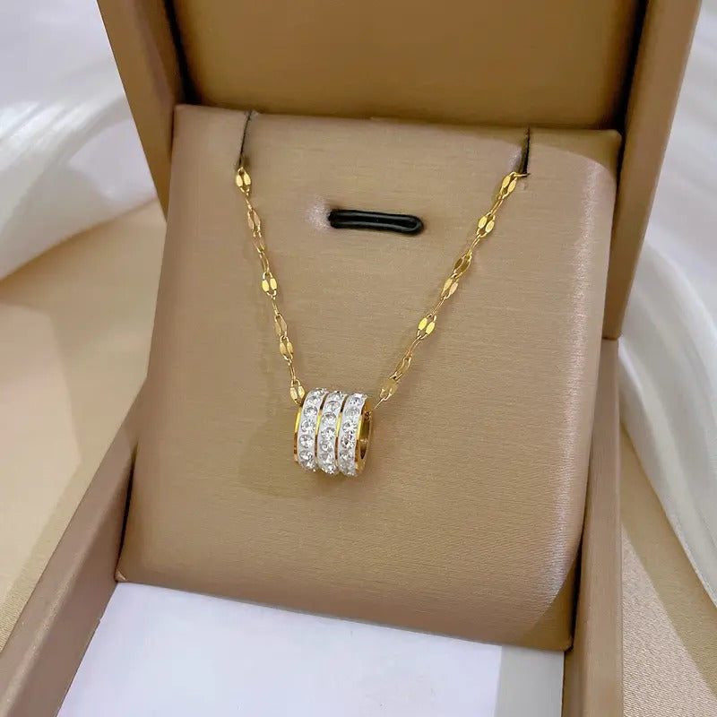 Glammiee Rondelle Pendant Zircon Necklace