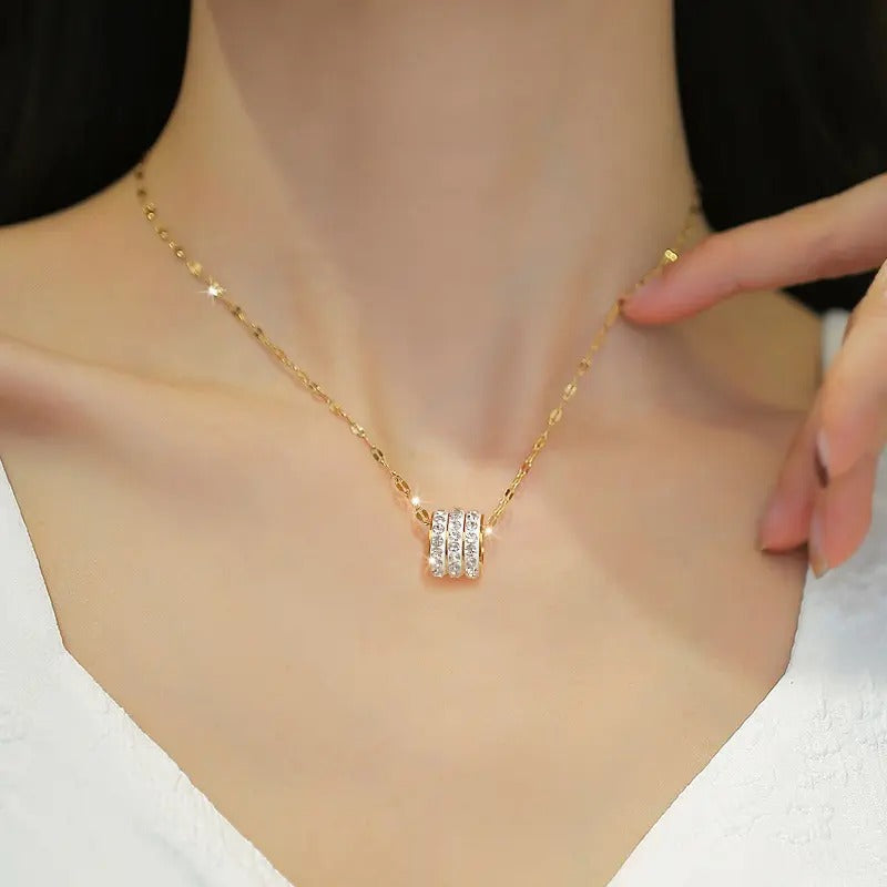 Glammiee Rondelle Pendant Zircon Necklace